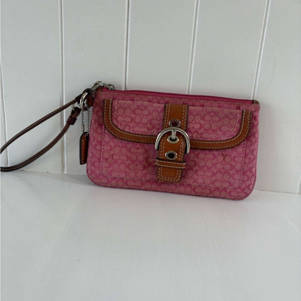 Coach Pink and Brown Wristlet
